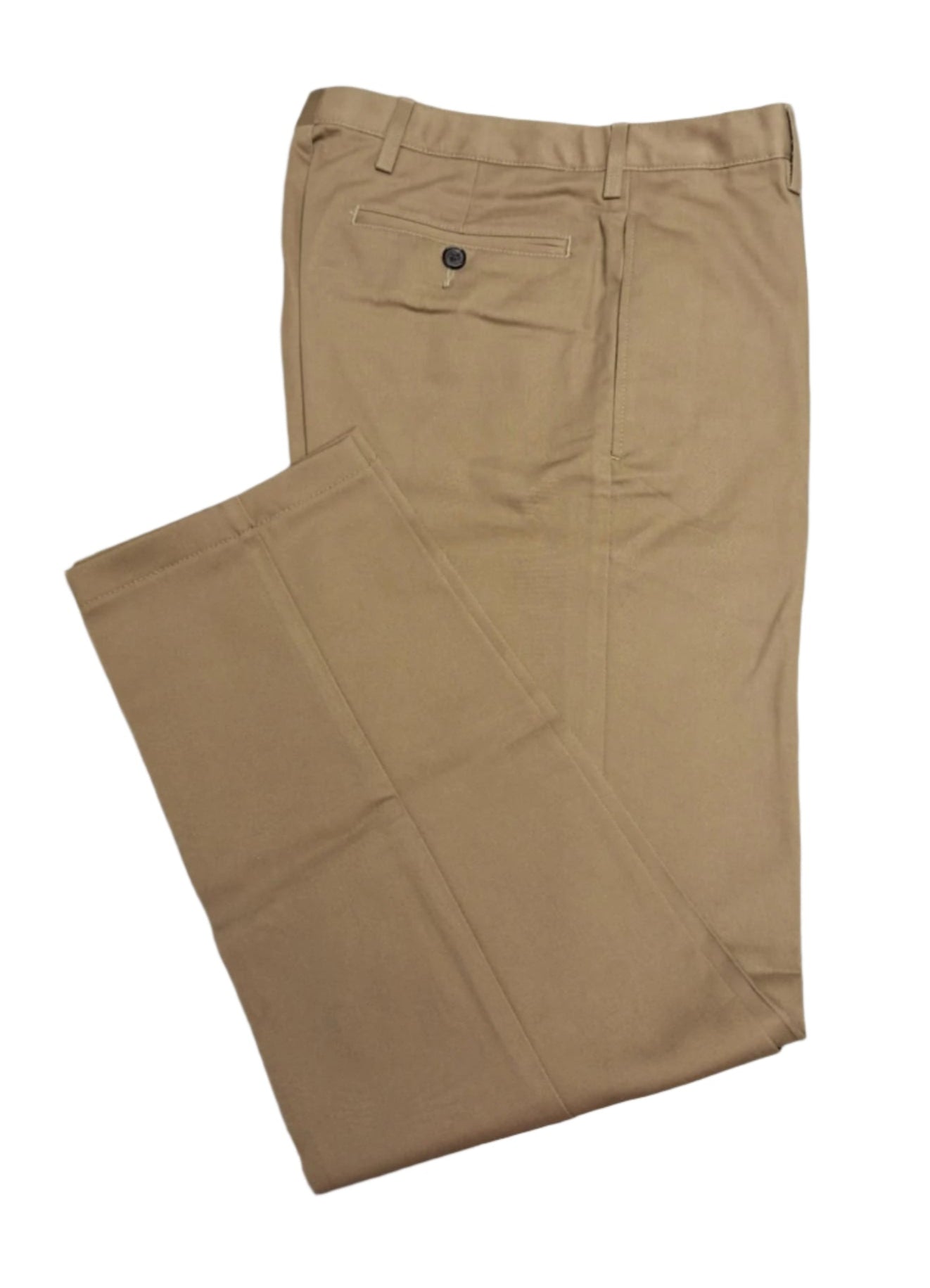 Lands' End Men's No Iron Tailored Fit Plain Front Chino Pants - Bark 37x32 NWOT