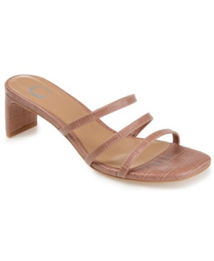 Women's Journee Collection Hariett Open Toe Block Heel Pumps - Rose - 6.5 - NIB