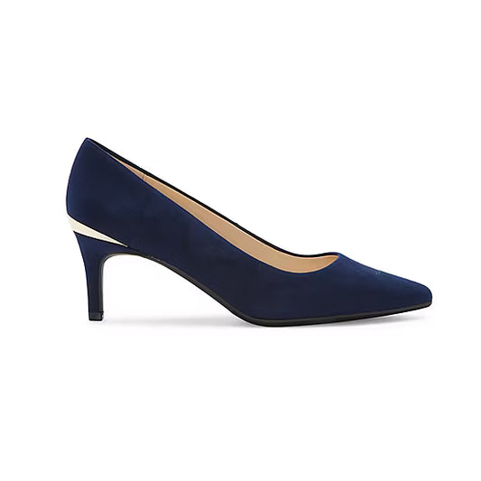Women's Liz Claiborne Gracie Pointed Toe Cone Heel Pumps - Navy - 11W - NIB