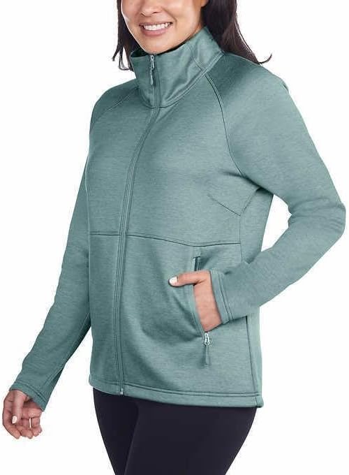 KIRKLAND Signature Women's Fleece Full Zip Active Jacket-Green-M-NWT