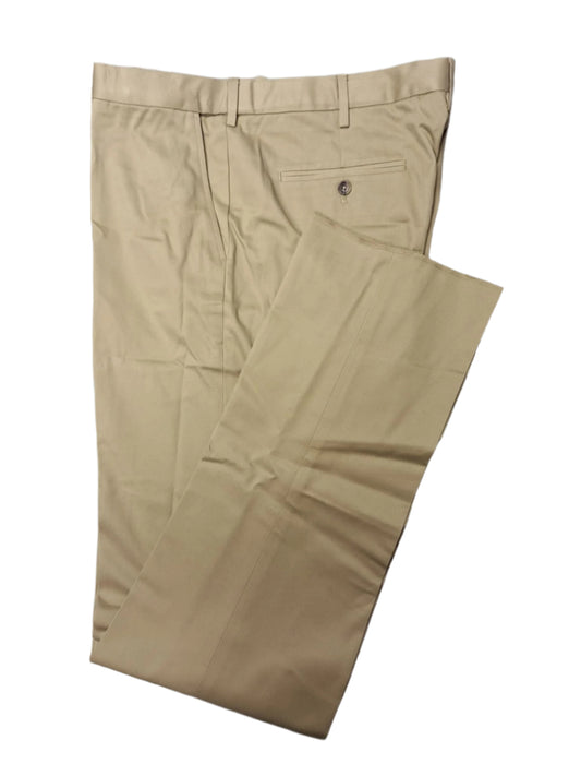 Lands' End Men's Comfort Waist No Iron Flat Front Twill Pants 37 UNHEMMED NWOT