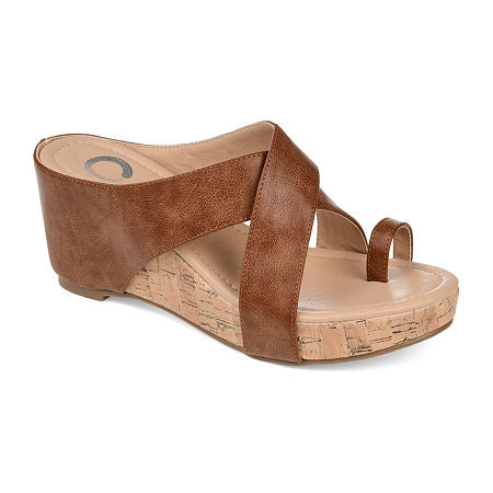 Women's Journee Collection Rayna Wedge Sandals - Brown - 8.5 - NWOB