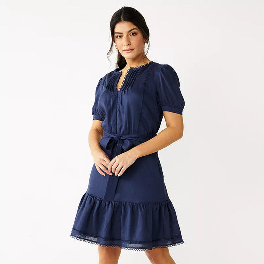 Draper James RSVP Women's Puff Sleeve Tiered Dress-NWOT