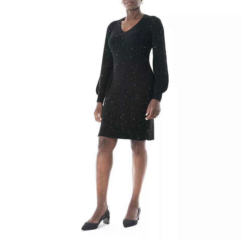 Women's Nina Leonard Sequin Sweater Dress-NWT