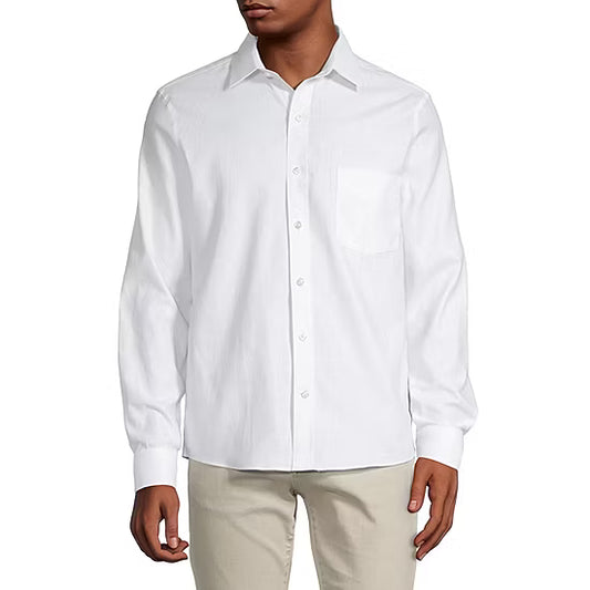 Men's Stafford Big & Tall Regular Fit Linen Blend Dress Shirt - White - XXL NWT