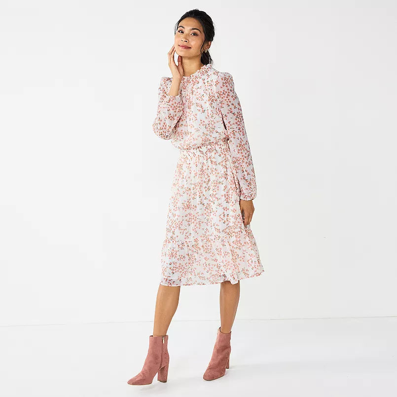 Women's DRAPER JAMES RSVP Cinched-Waist Tiered-Hem Dress-NWT