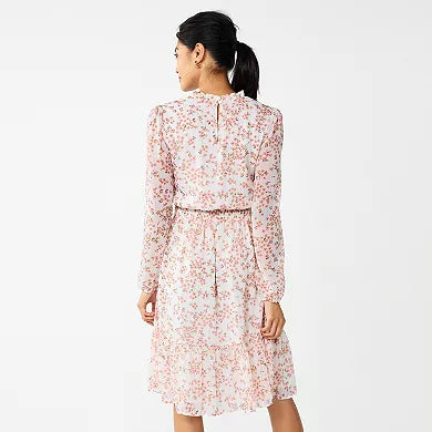 Women's DRAPER JAMES RSVP Cinched-Waist Tiered-Hem Dress-NWT