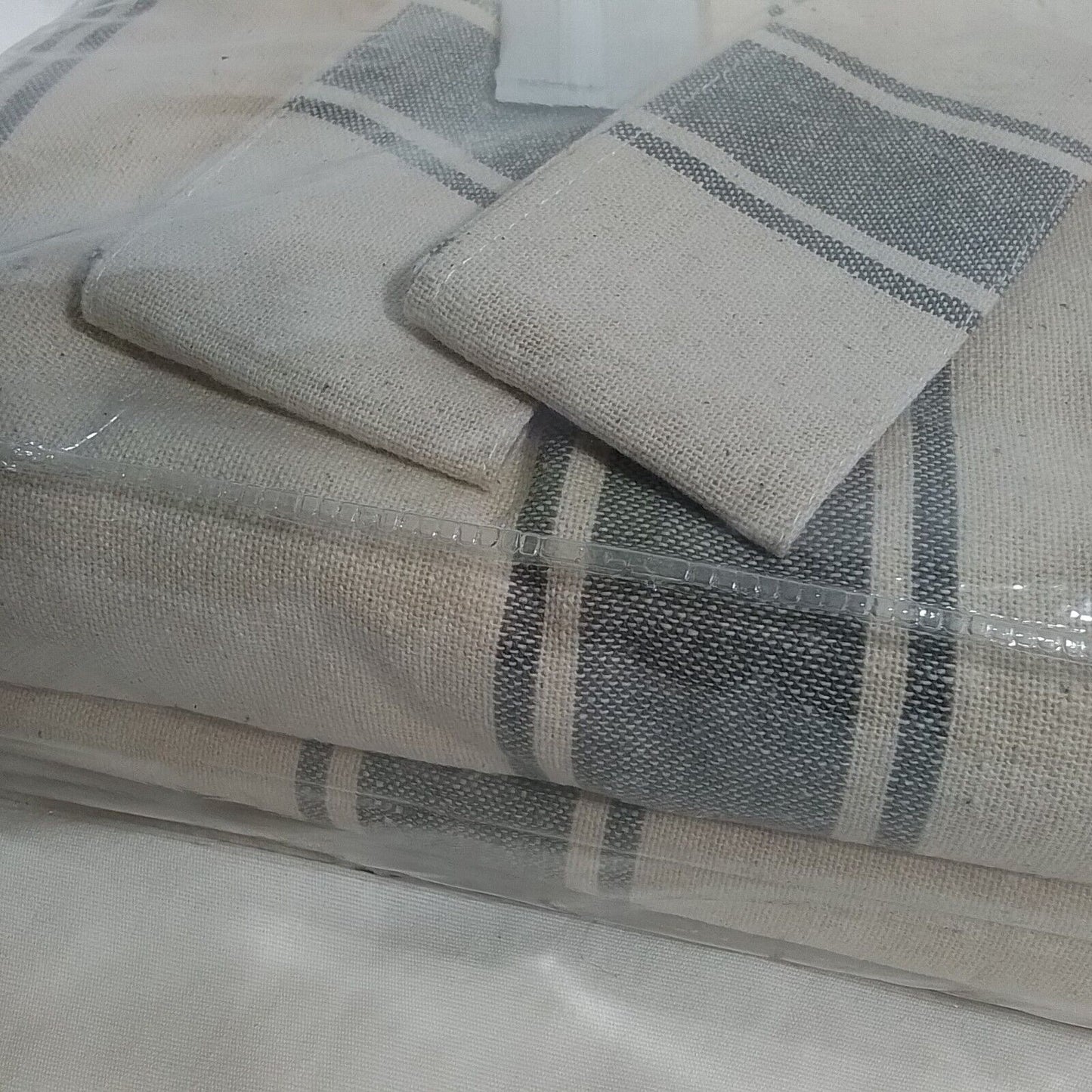 VHC Grace Grain Sack Stripe Rod Pocket Curtain Panel 36"Wx63"L-(A8)