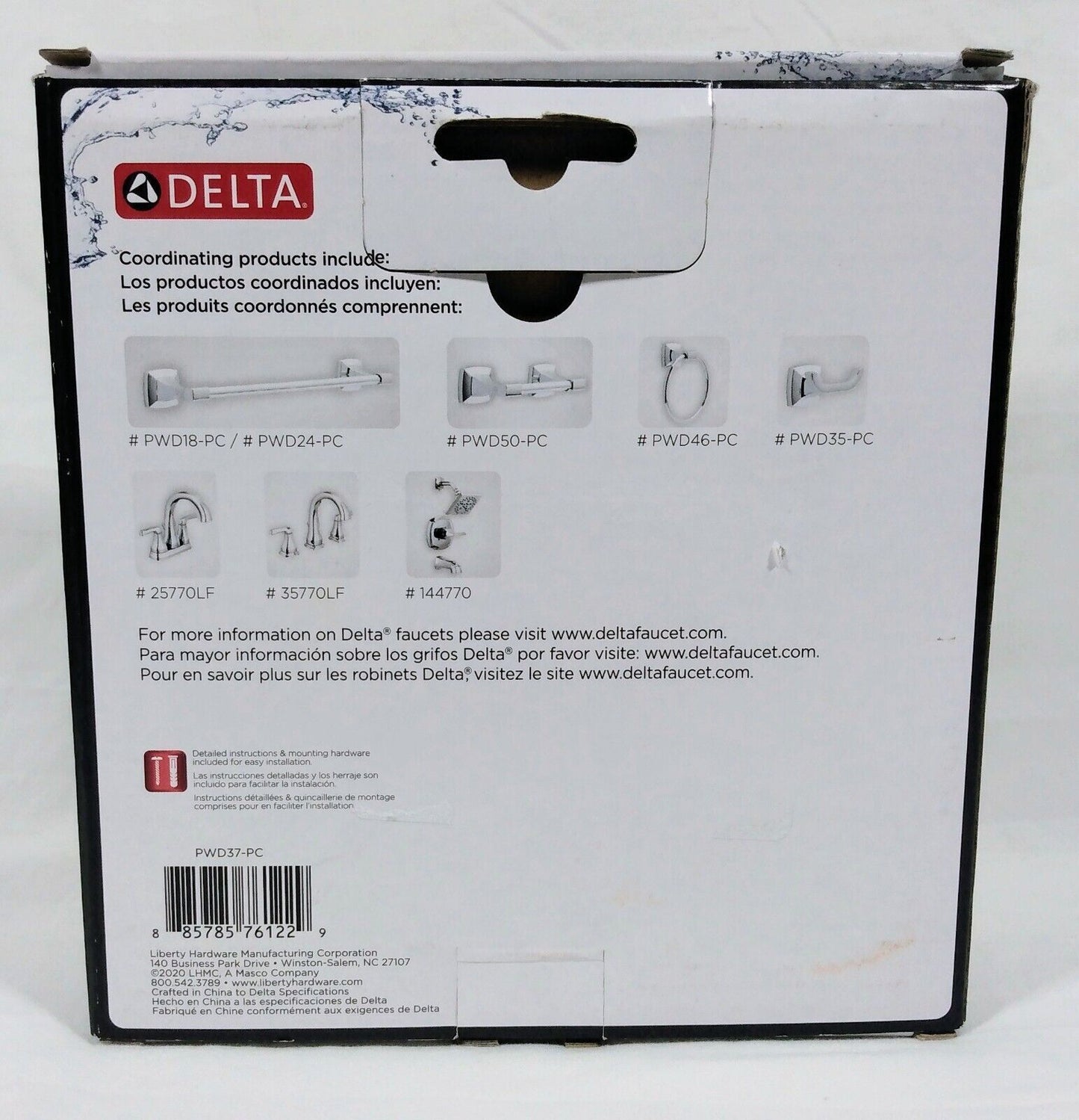 Delta Portwood Swivel Towel Hook in Chrome-PWD37-PC-New!!