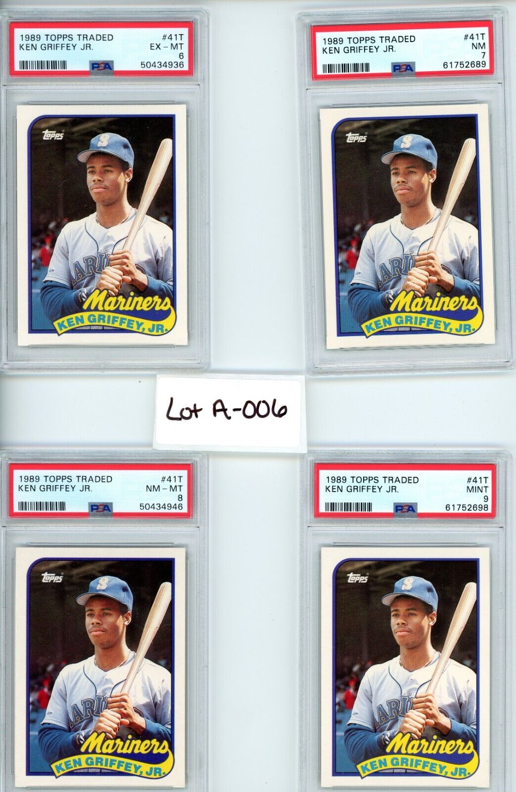 Ken Griffey JR 1989 Topps Traded #41T PSA 6, 7, 8 and 9-Lot of 4-!