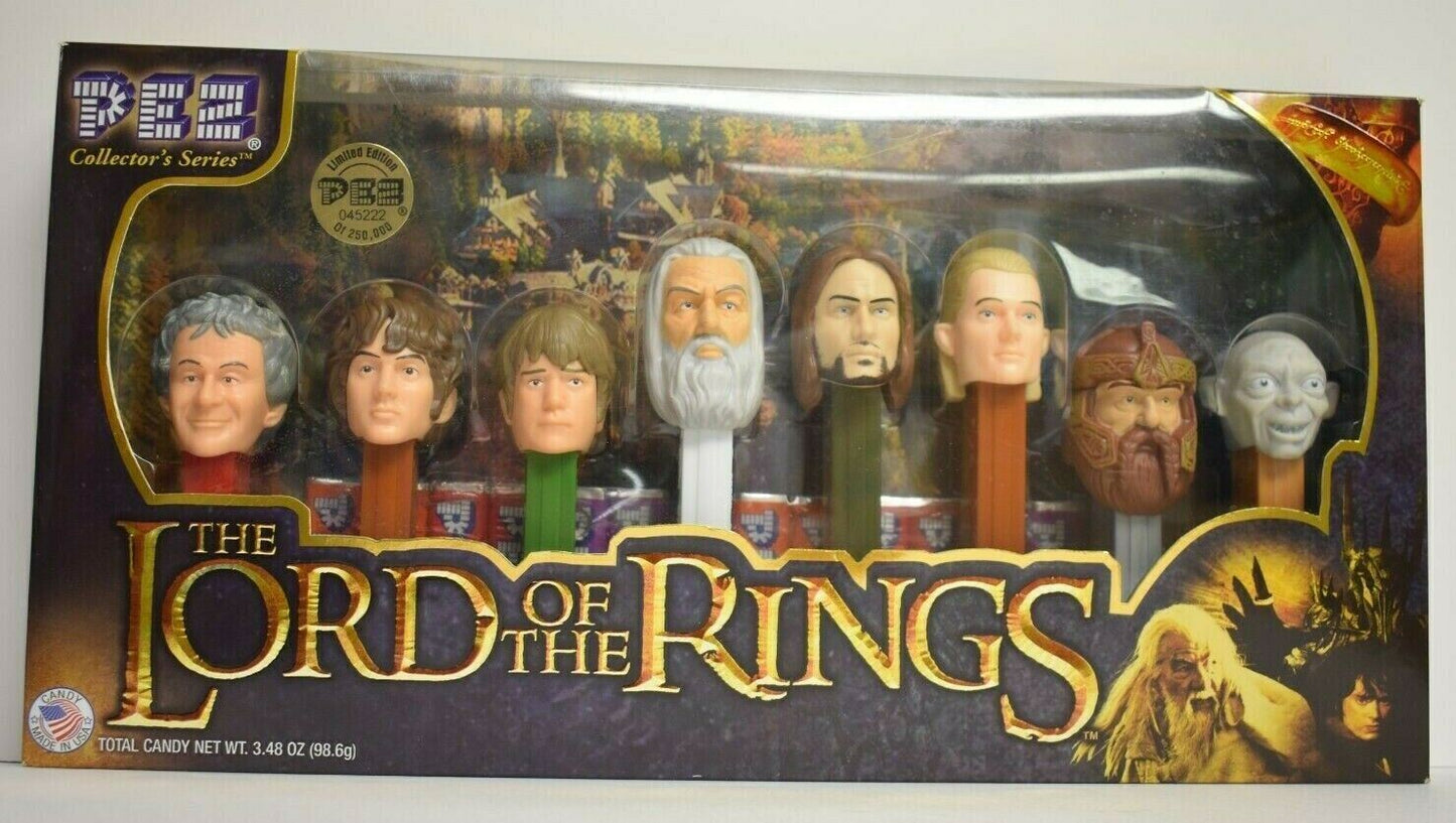 Lord Of The Rings Collectible 4 Piece Goblet Set & 8 Pez Dispenser Set- In Box