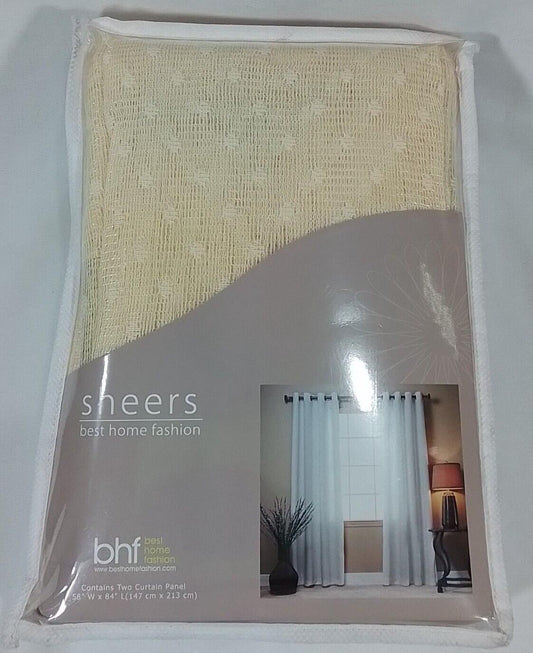Best Home Fashion Lace Sheer Curtain Panels 58inWx84inL-A7