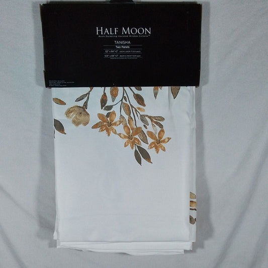 Lush Decor Tanisha Neutral/Gray Floral Rod Pocket 84"L Curtain Set-A23
