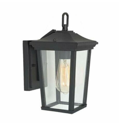LNC 1-Light Outdoor Lantern Sconce Wall Light w/Clear Glass-NEW-!