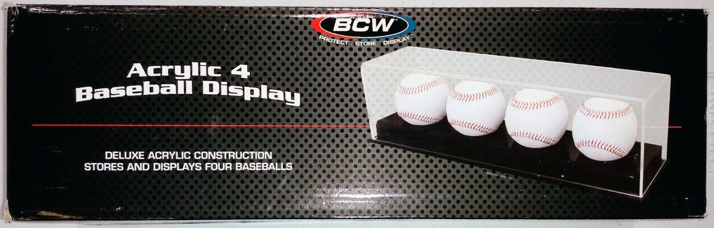 BCW Acrylic 4 Baseball Display Case 1-AD12-4-New-!!!