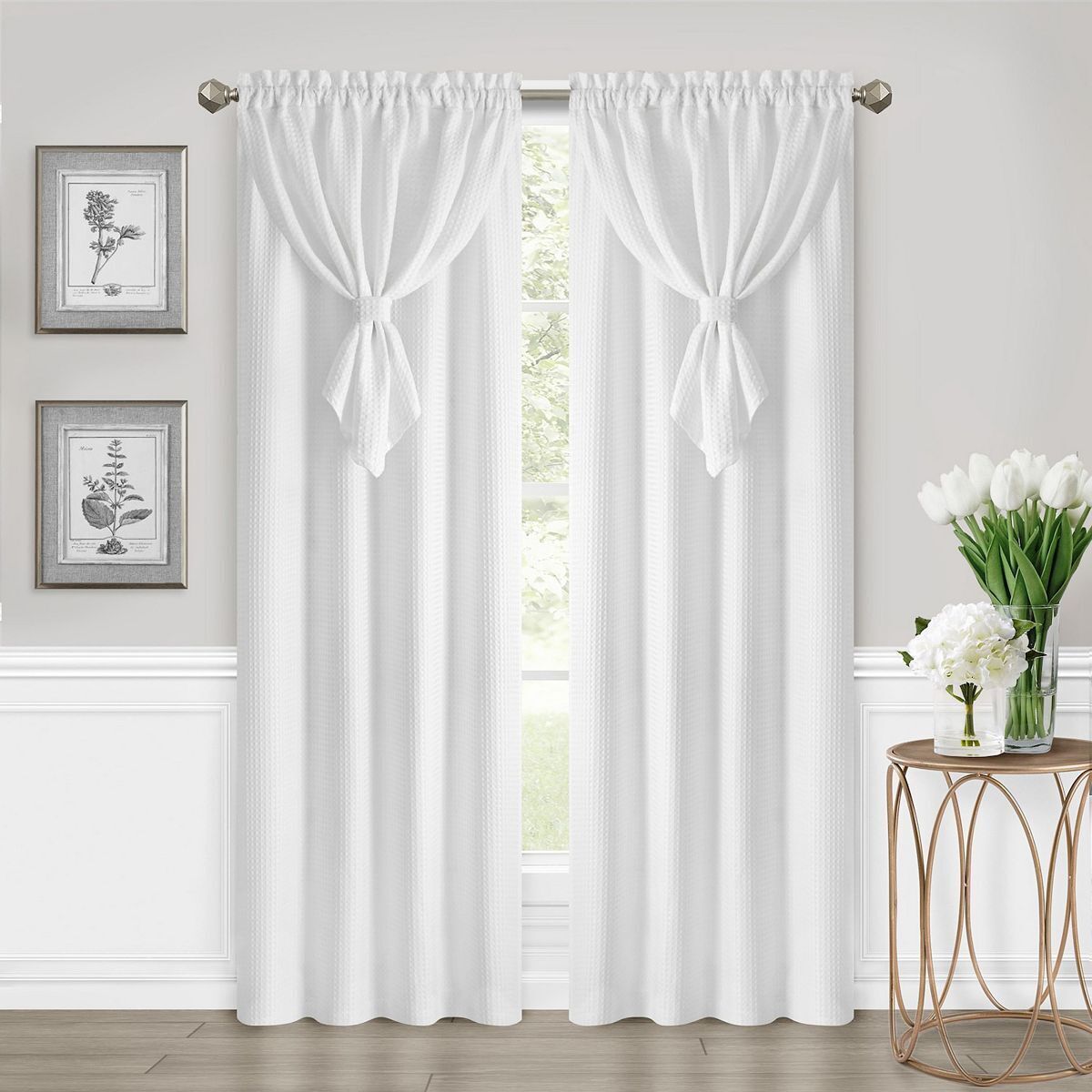 Allegra Curtain Panel w/Attached Teardrop Valance 42"Wx 84"L - -A38