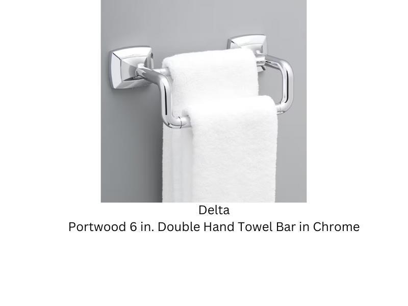 Delta Portwood 6 in. Double Hand Towel Bar in Chrome-PWD47-PC-New-!