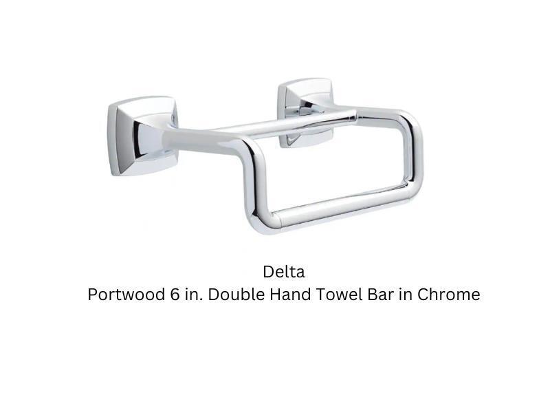 Delta Portwood 6 in. Double Hand Towel Bar in Chrome-PWD47-PC-New-!