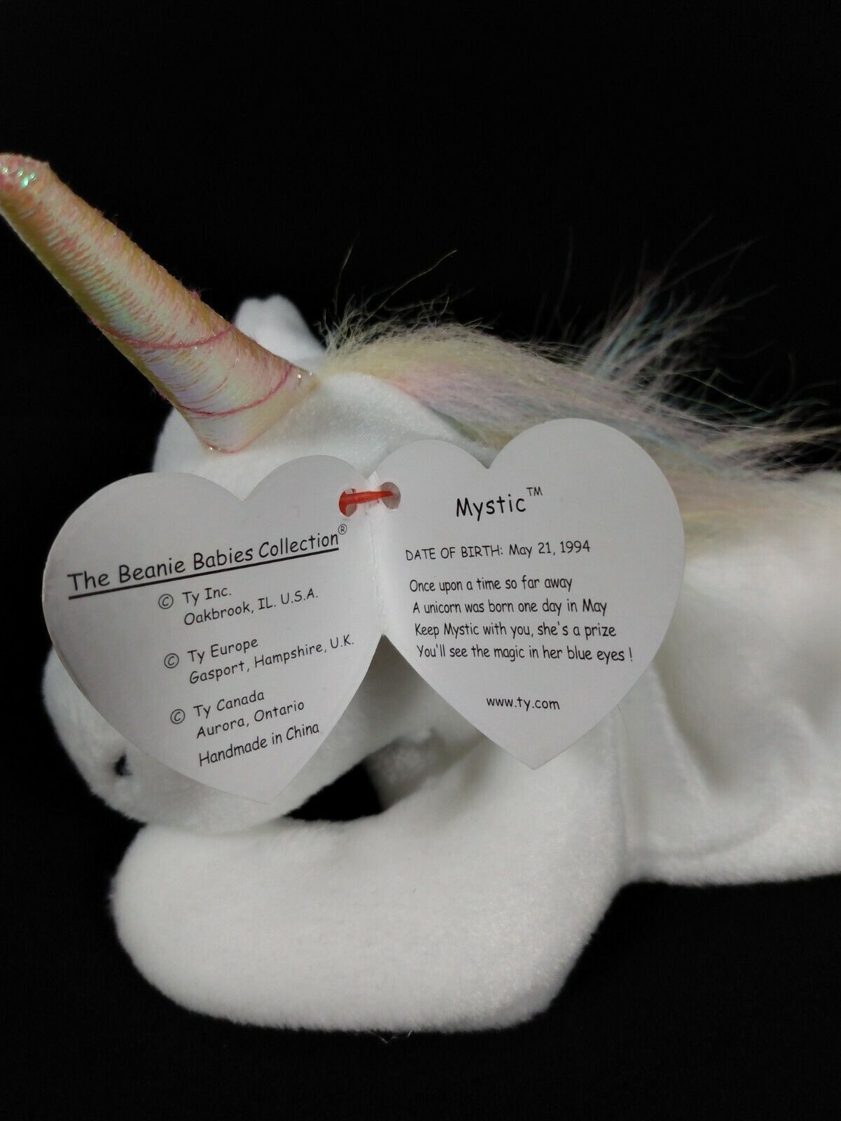 Ty Mystic Unicorn Beanie Baby-Iridescent Horn-Retired-