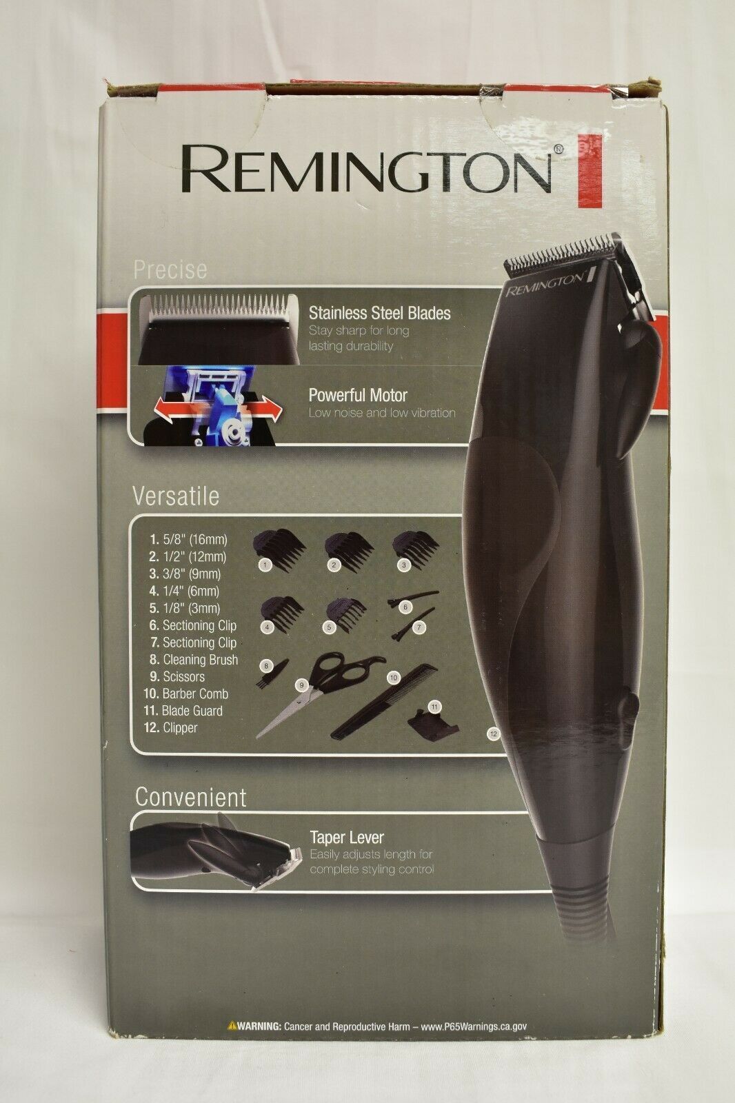Remington HC60 Home Barber Haircut Kit- 12 Piece Set- Black- New In Sealed Box