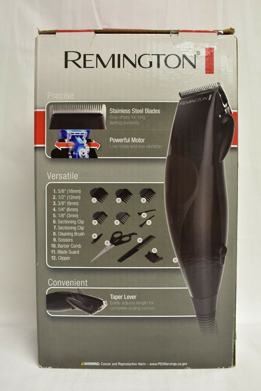 Remington HC60 Home Barber Haircut Kit- 12 Piece Set- Black- New In Sealed Box