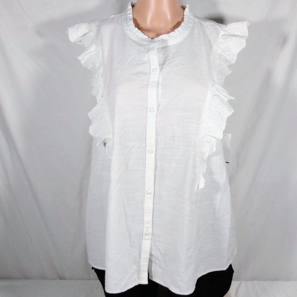 Women's LC Lauren Conrad Ruffle Sleeveless Shirt-Various-White-NWT