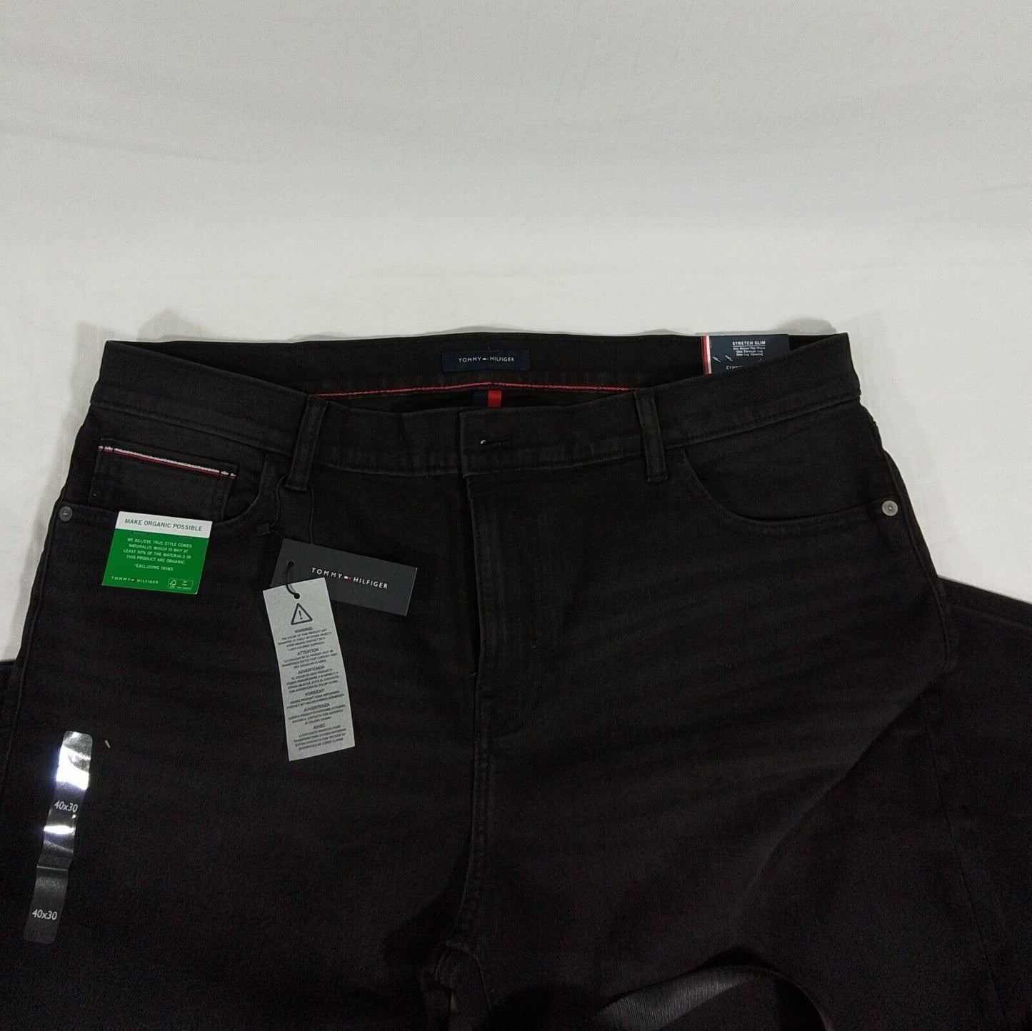 Tommy Hilfiger Stretch Slim Jeans Denim-Black Wash-Size 40Wx30-NWT-