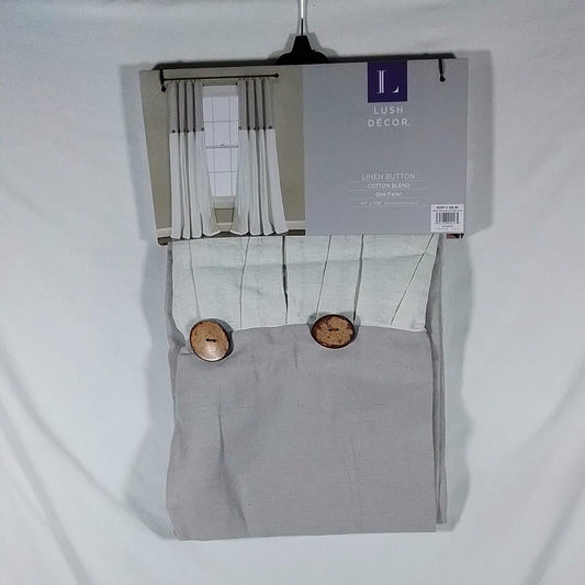 Lush Decor Linen Button Gray/White 40"Wx108"L Curtain Panel-!!(A24)