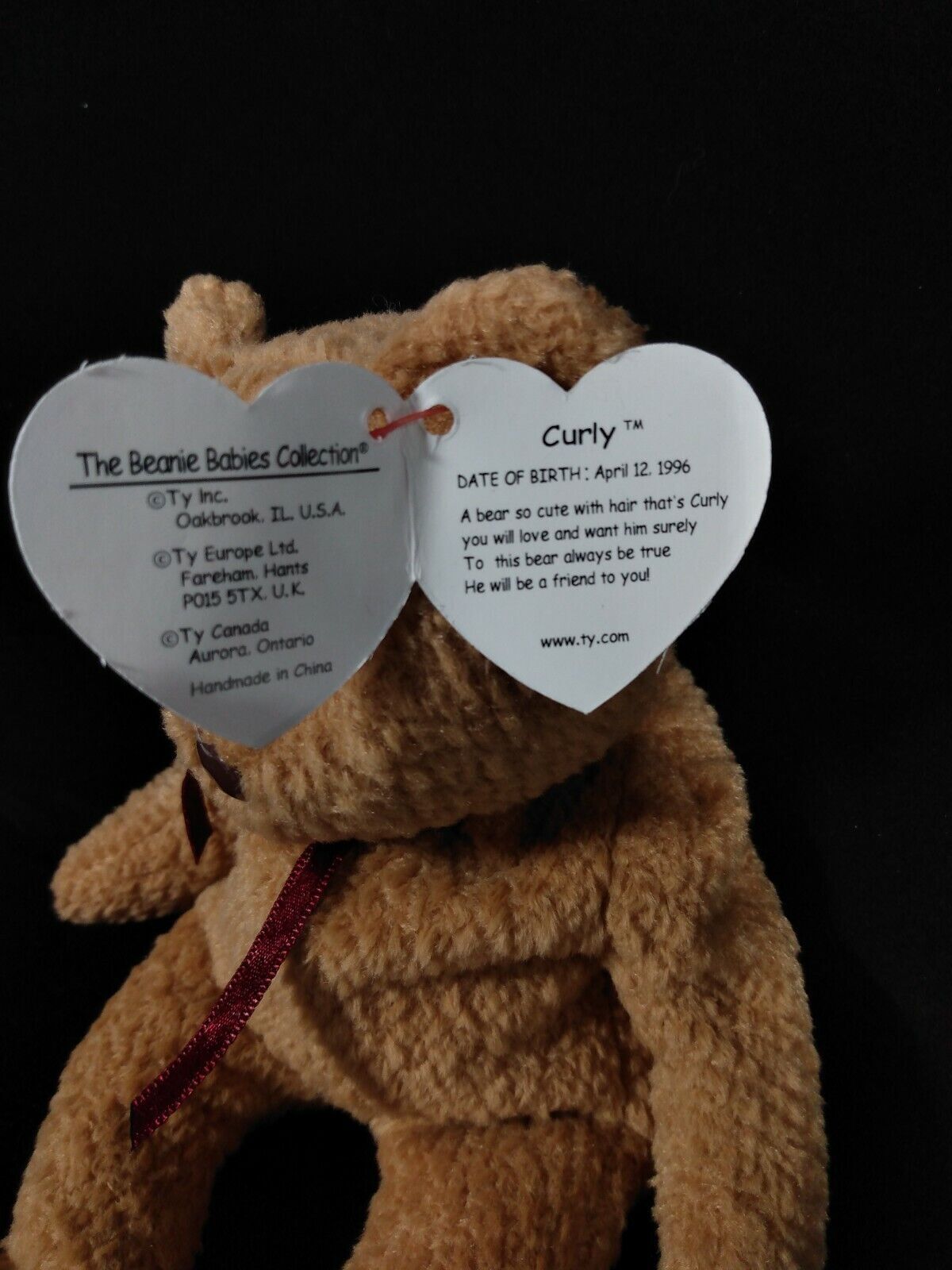 Ty Beanie Babies Curly The Bear Plush-Retired