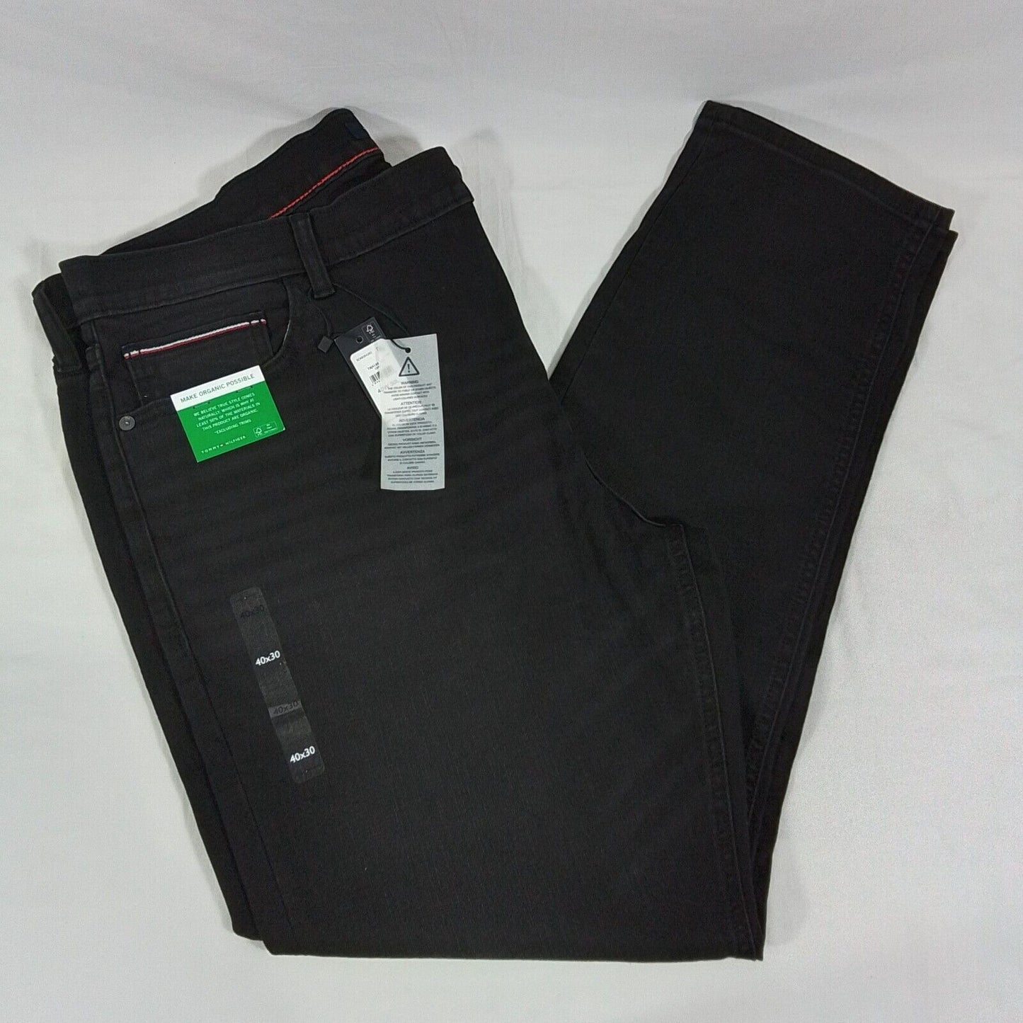 Tommy Hilfiger Stretch Slim Jeans Denim-Black Wash-Size 40Wx30-NWT-