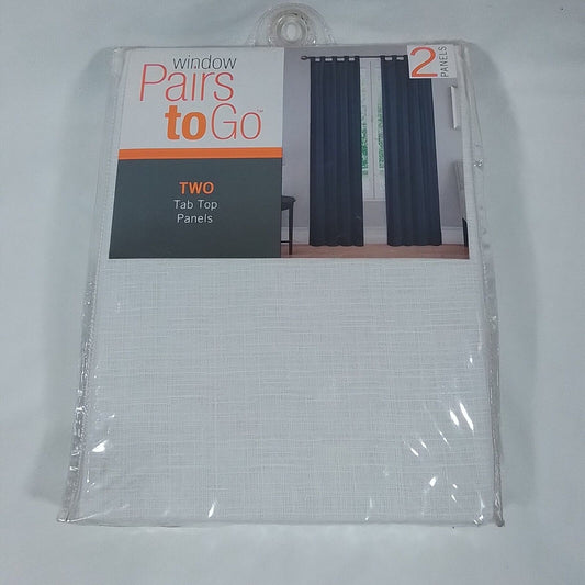 Montana White 60"W x 63"L Light Filtering Pair Tab Top Curtain-(A6)