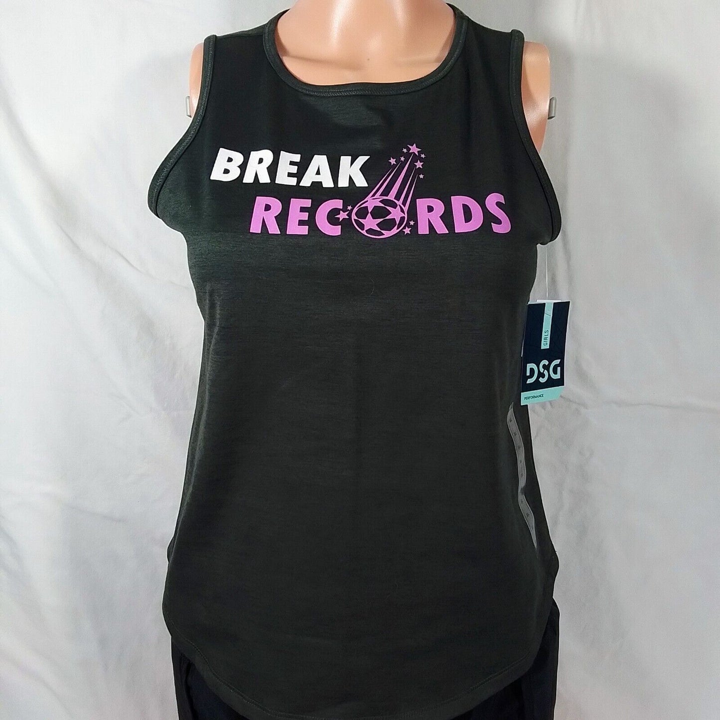 Girls' Graphic Tank Top-Heather Break Records-Various Sizes-NWT