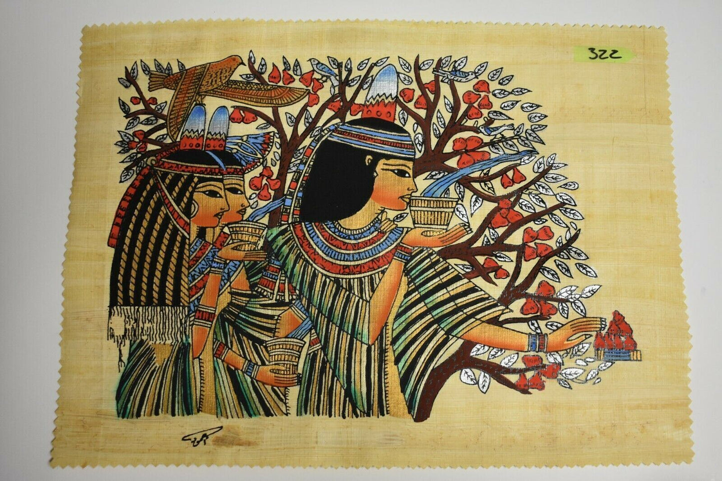 Bulk Wholesale Lot of 5 Hand Painted Egyptian Papyrus Paintings Ships from USA!