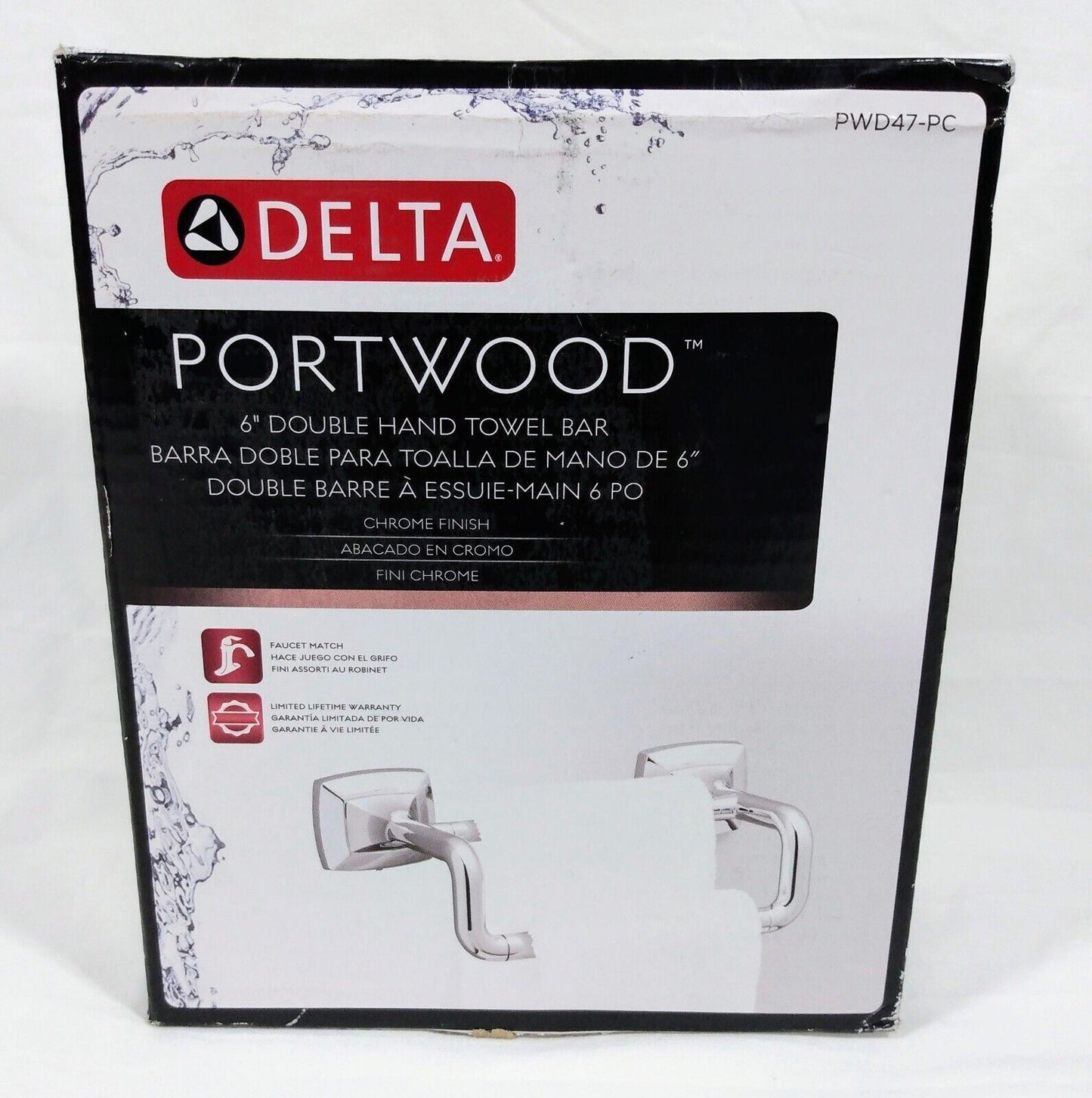 Delta Portwood 6 in. Double Hand Towel Bar in Chrome-PWD47-PC-New-!