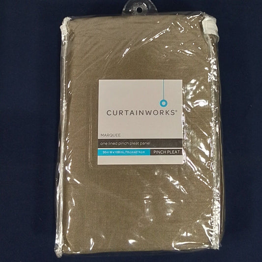 Curtainworks Bronze Solid Pinch Pleat Room Darkening Curtain 108"L-A26