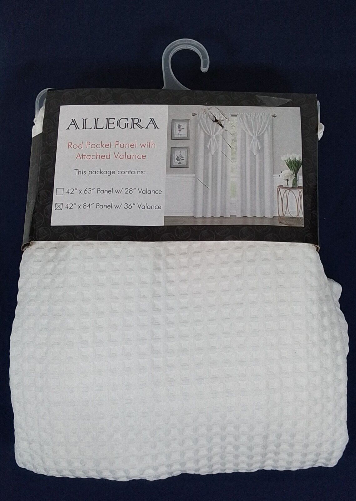 Allegra Curtain Panel w/Attached Teardrop Valance 42"Wx 84"L - -A38