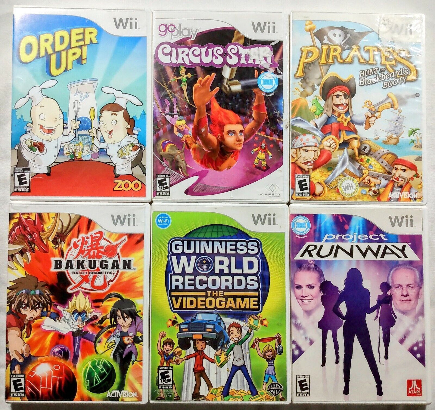 Nintendo Wii-6 Game Bundle-Bakigan, Order Up! Circus Star and More-