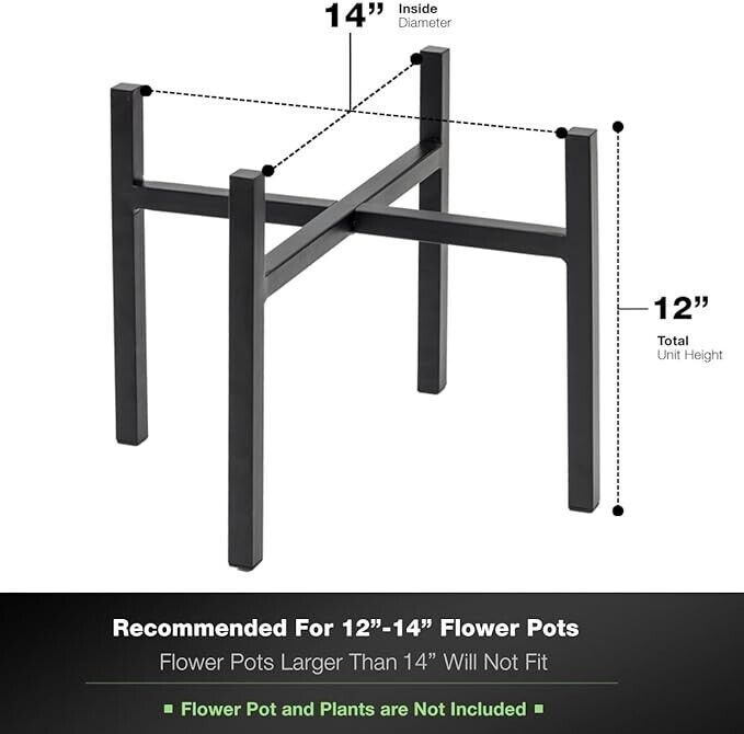 Sorbus Mid Century Modern Plant Stand (10-inch) - Black - New Open Box