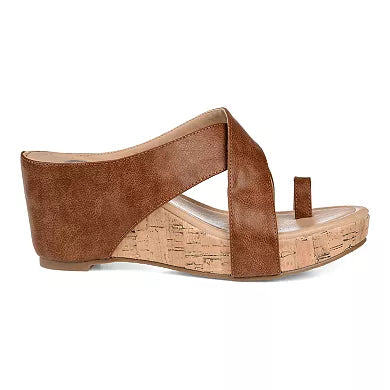 Women's Journee Collection Rayna Wedge Sandals - Brown - 8.5 - NWOB