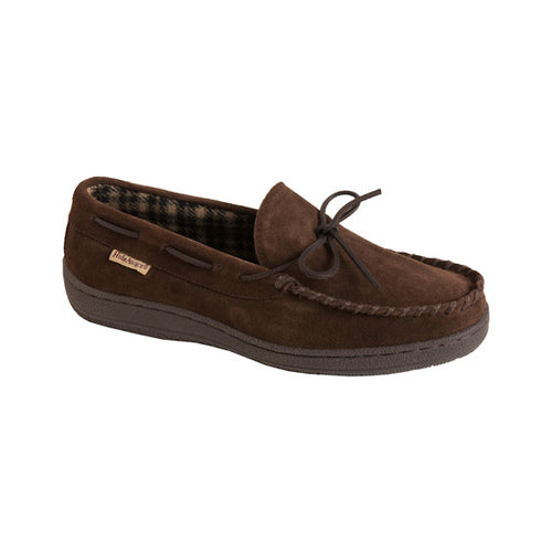 Men's Hideaways by LB Evans Marion Suede Moccasin Slippers - Chocolate - 9 - NIB