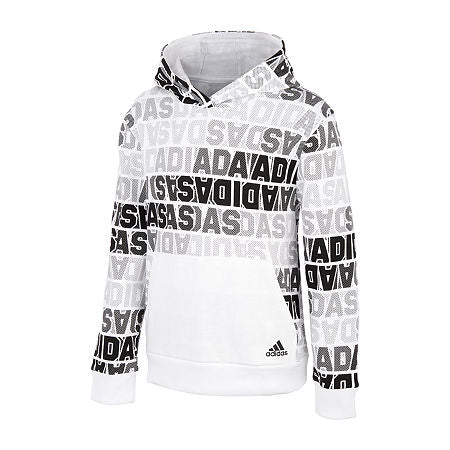 Big Boy's Adidas Fade Print Hoodie - White - Large - NWT