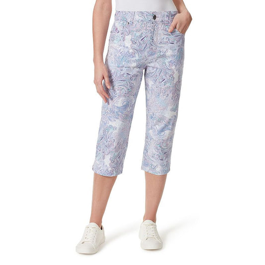 Women's Gloria Vanderbilt Amanda Capris - Lavender Kiss Prussian Paisley - 4P - NWT