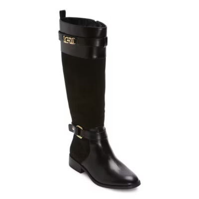 Women's Liz Claiborne Roma Stacked Heel Wide Calf Riding Boots - Black - 9W