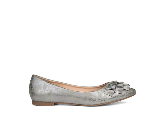 Women's Journee Collection Judy Ruffled Ballet Flats - Pewter - 11 - NWOB