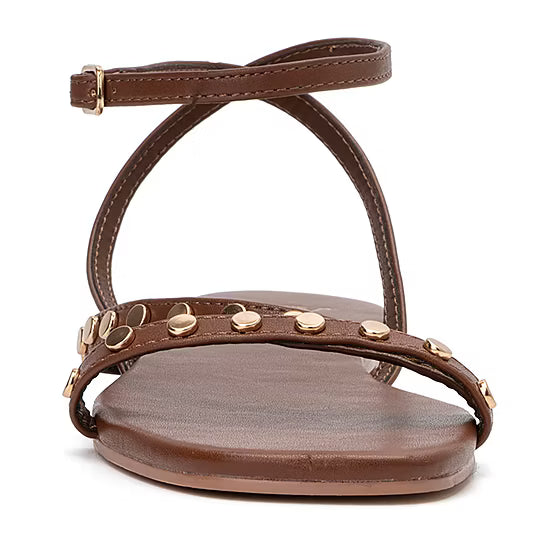 Women's New York & Company Farra Ankle Strap Sandals - Cognac - 7 - NIB