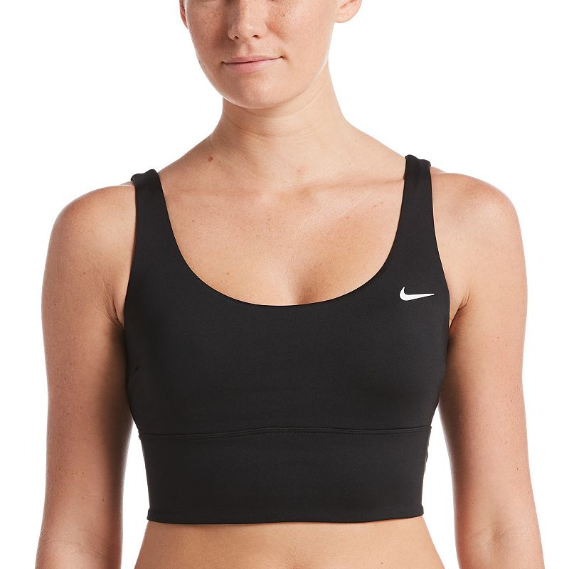 Women's Nike Essential Scoopneck Midkini Swim Top - Black - M - NWT