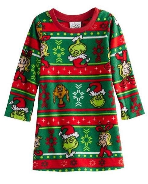 The Grinch Max and Cindy Lou Girl's Fleece Nightgown-10-NWT