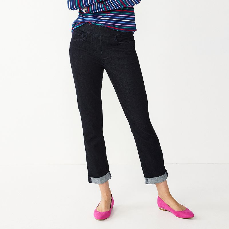 Women's Croft & Barrow Pull On Girlfriend Jeans - Rinse Wash - 6P - NWT