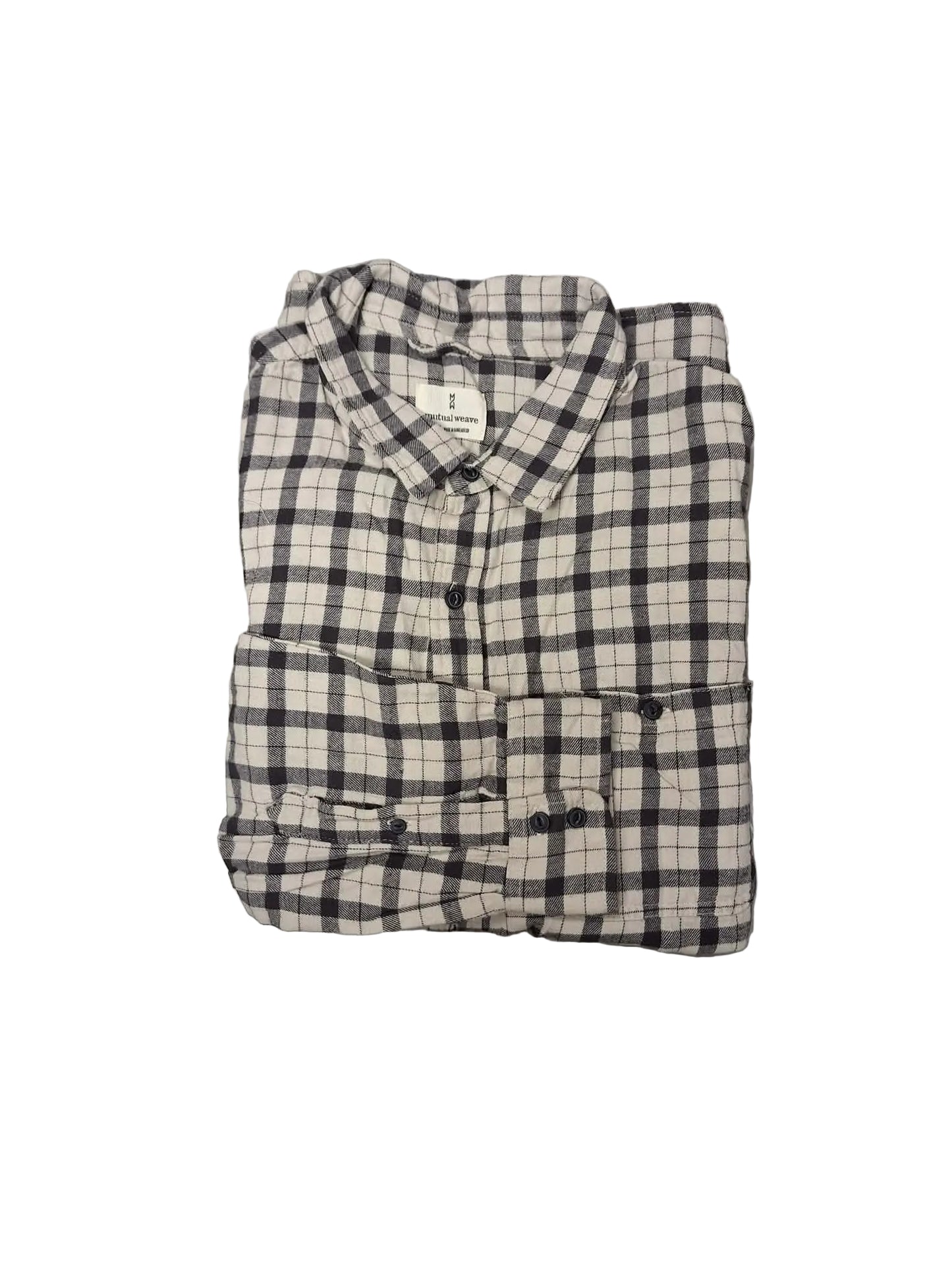 Mutual Weave Men's Flannel Shirt L Ivory Check NWOT