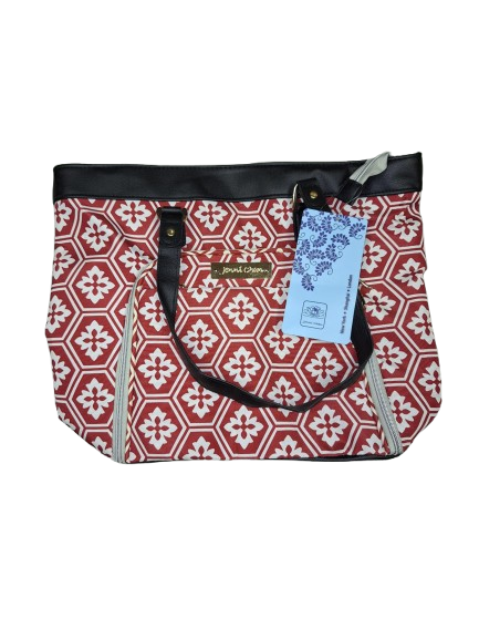 Jennie Chan Laptop Courier Bag Red/White Snowflake Print NWT